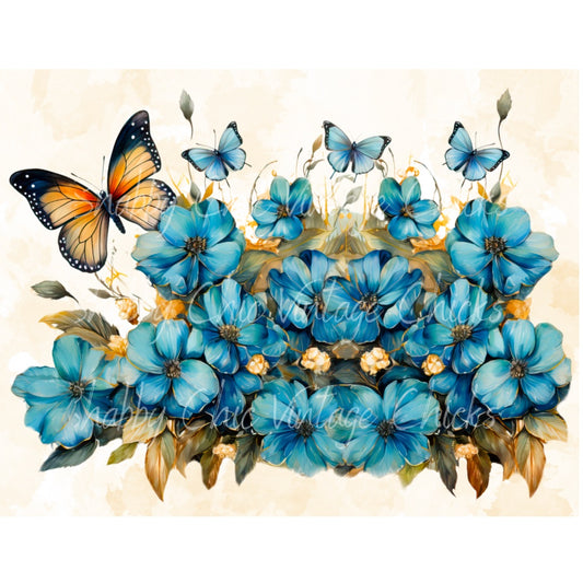 Butterfly Blue Floral