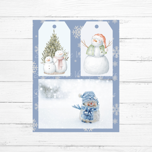 Snowman Tags and Scene