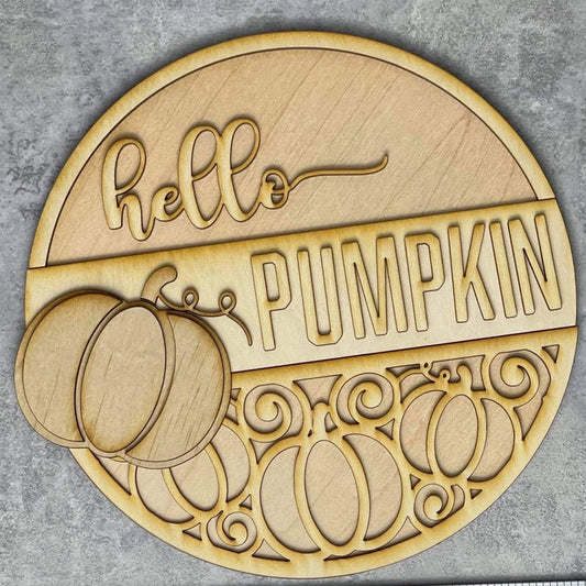 Elegant Hello Pumpkin Door Sign