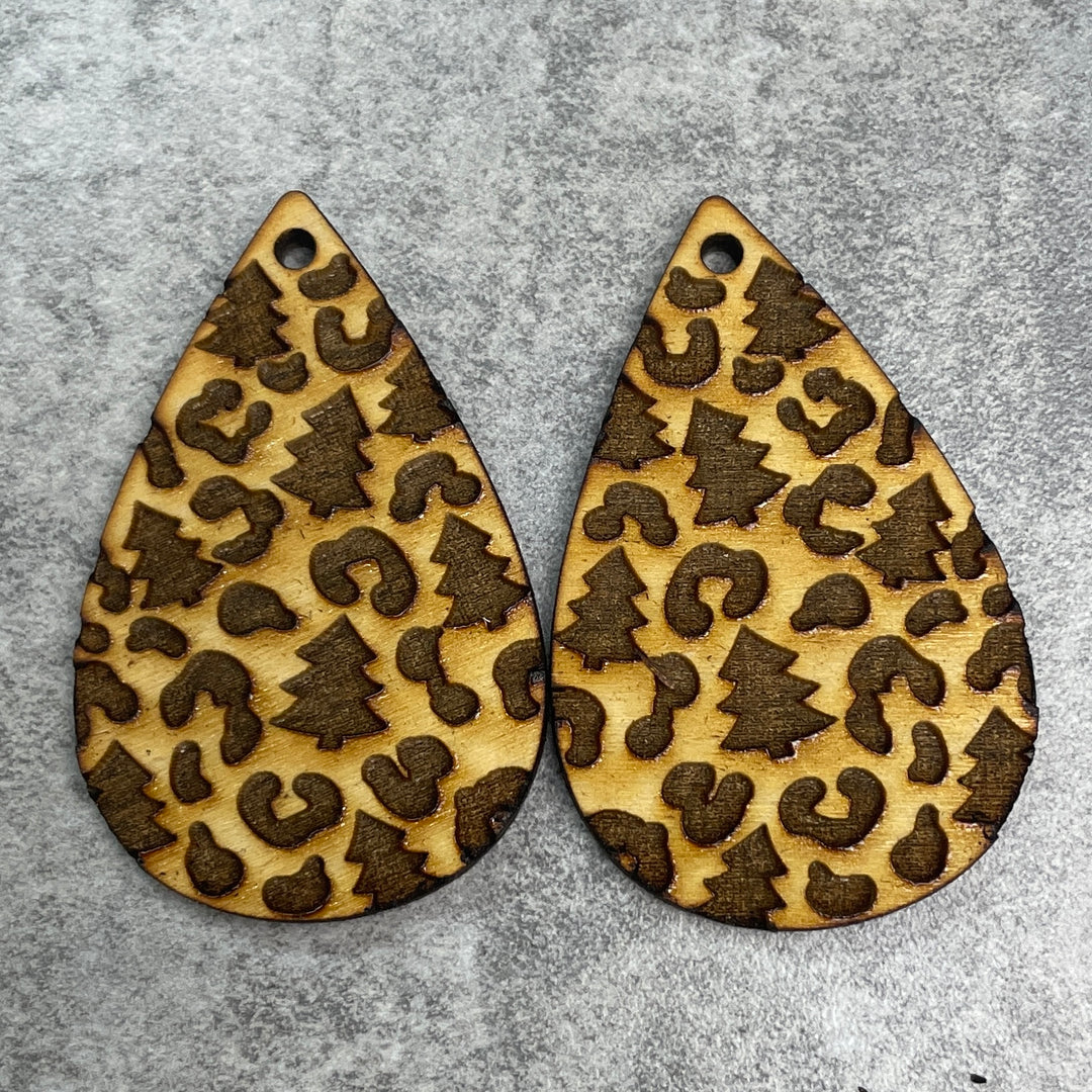 Christmas Leopard Print Engraved Earrings