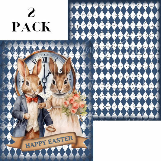 Timeless Harlequin Rabbit Couple