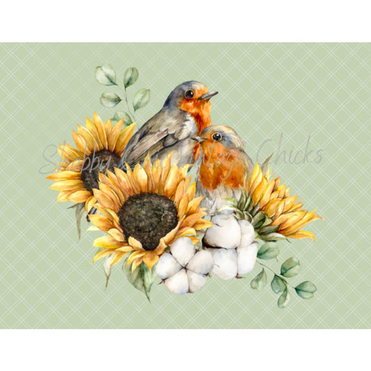 Birds and Sunflower Mint