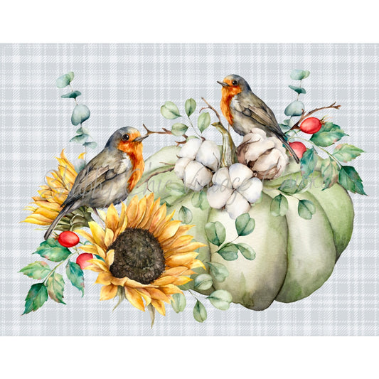 Birds and Sunflower Plaid