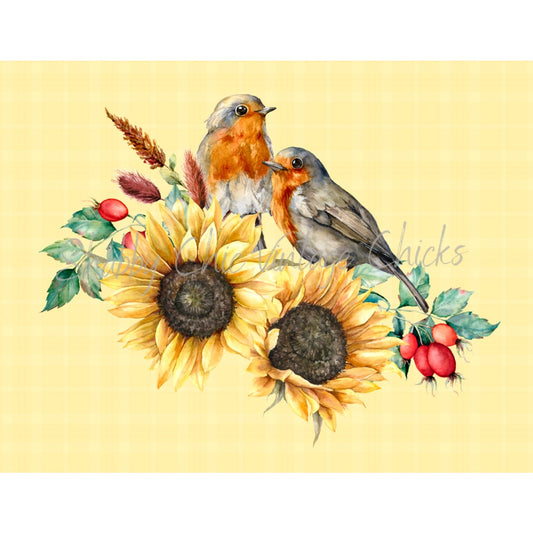 Birds And Sunflower Yellow