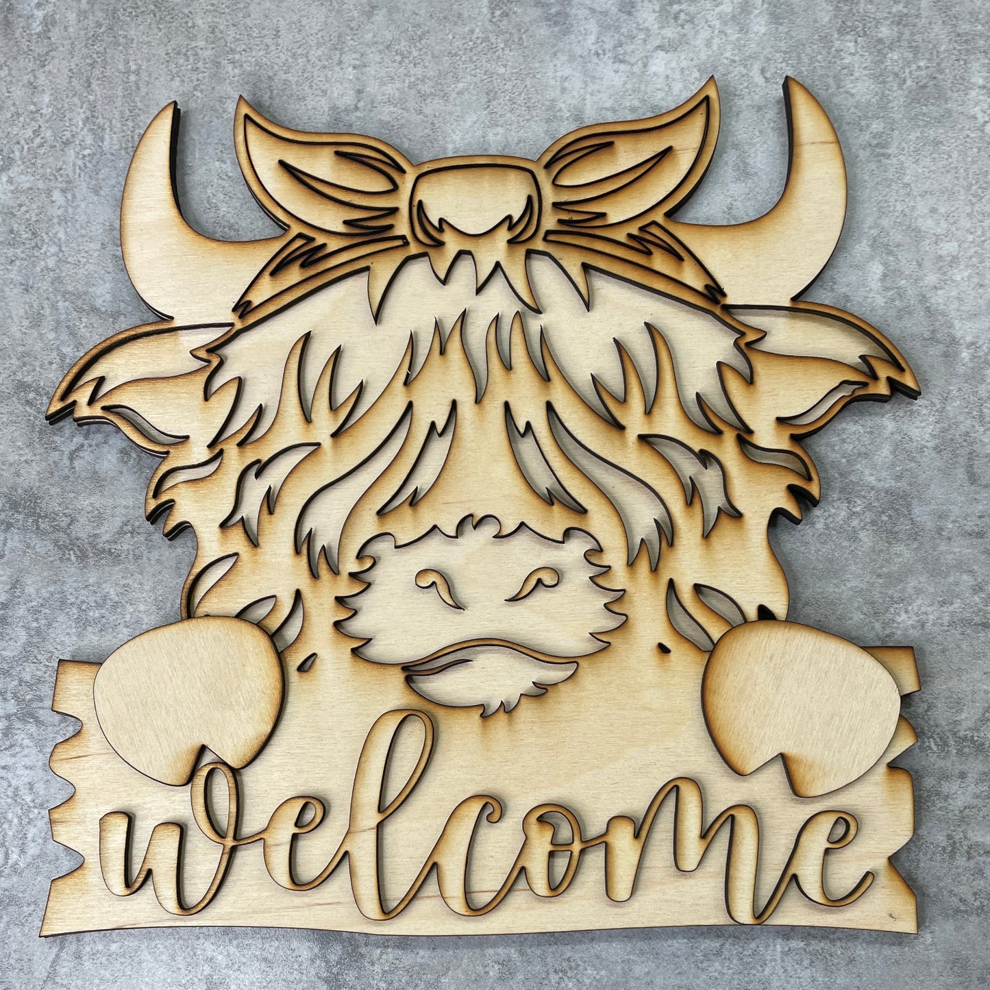 9"  Highland Cow Welcome Door Hanger