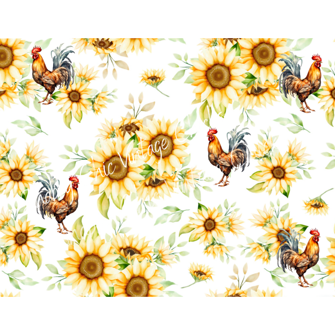 Whimsical Sunflower Roosters