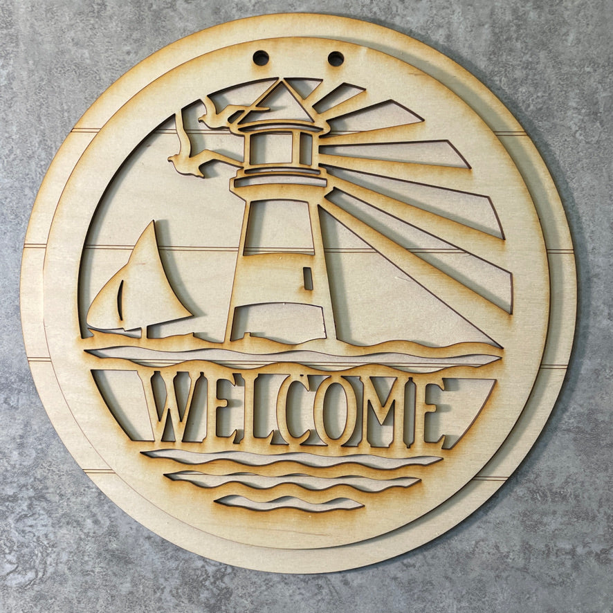 10" Lighthouse Welcome round