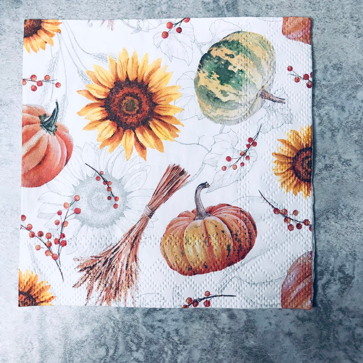 Pumpkins and Sunflowers Cocktail Napkin