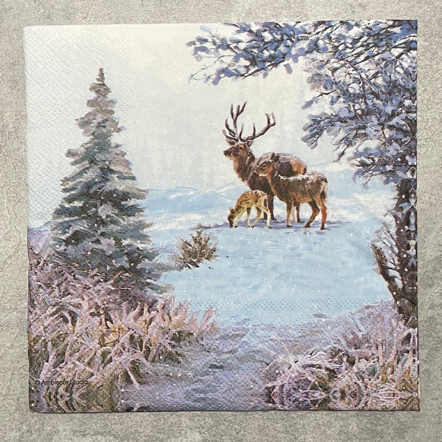 Winter deer scenery napkin