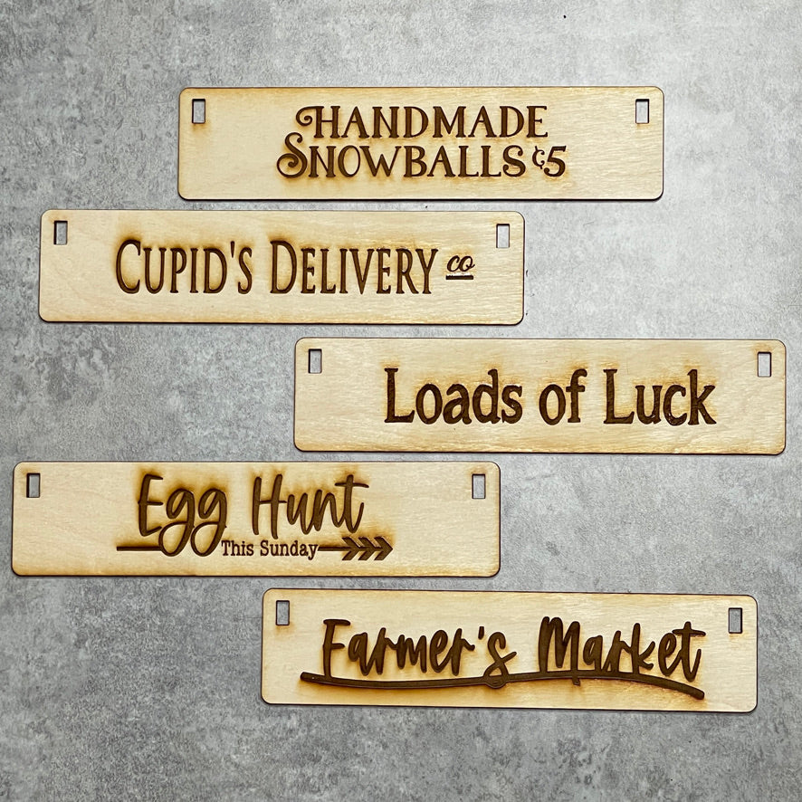 5 Piece Set ENGRAVED Name Plates for Wagons