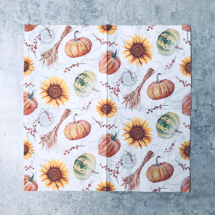 Pumpkins and Sunflowers Cocktail Napkin