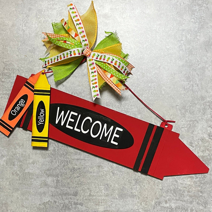 Welcome Crayon Door Hanger