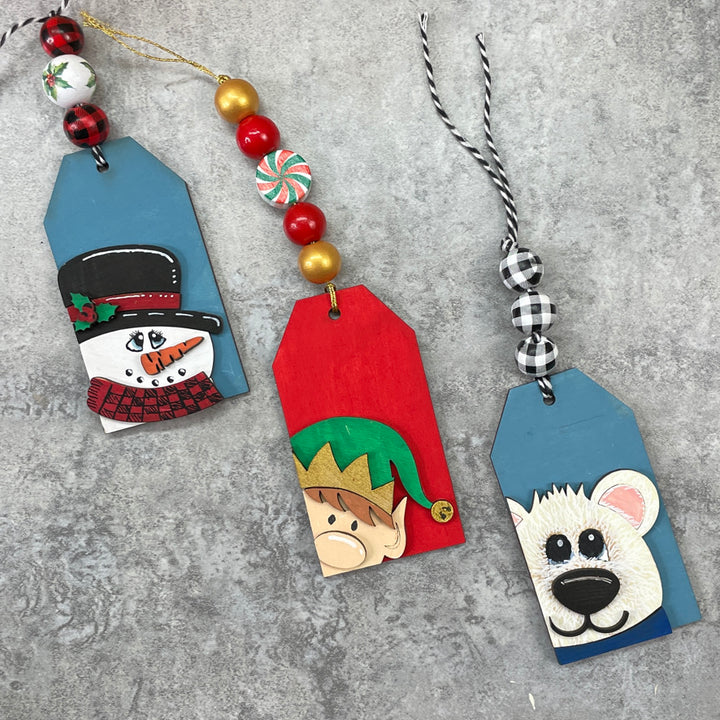 6 Pack Character Tag Ornaments