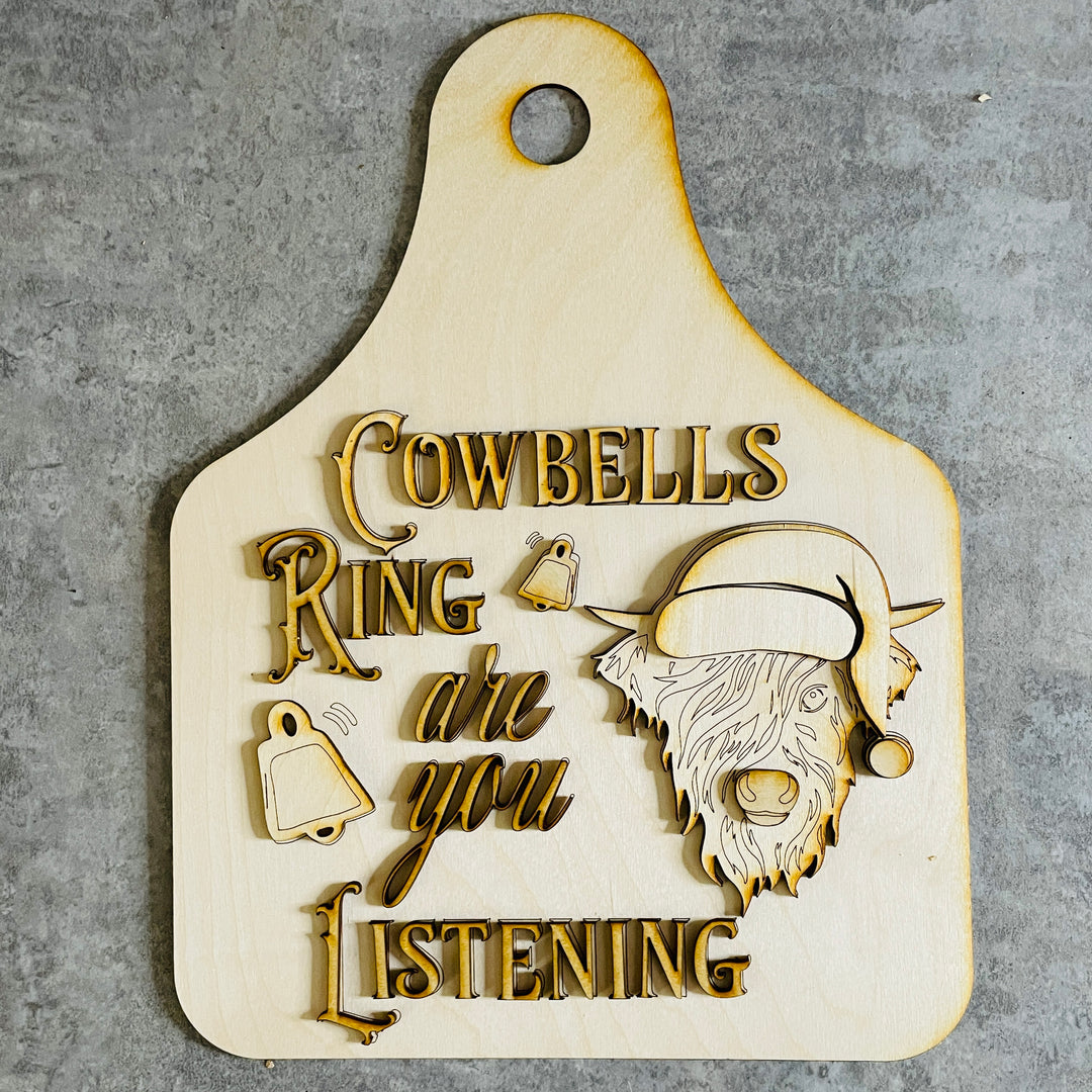 Cowbell Christmas Door Tag