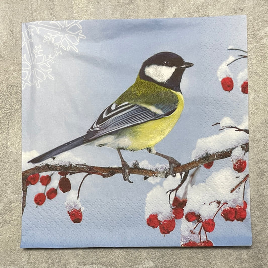Winter bird and berry napkin