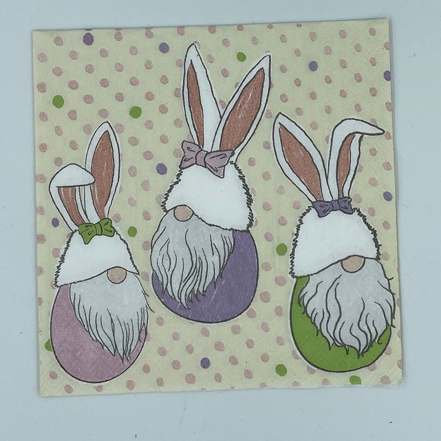 Easter Bunny Gnome Trio Napkin