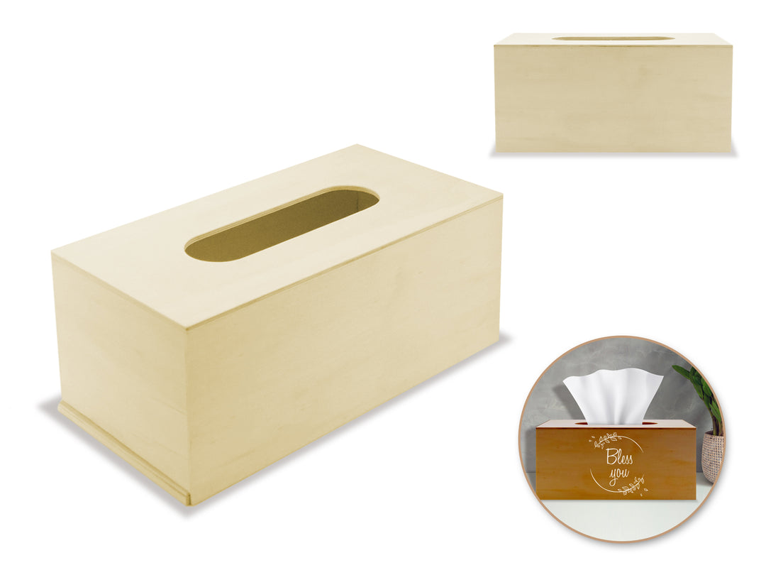 10"x5.3"x4.7" Wood Tissue Box